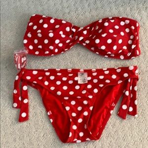 Mossimo Polka Dot Red Bikini Top XL , Bottom M